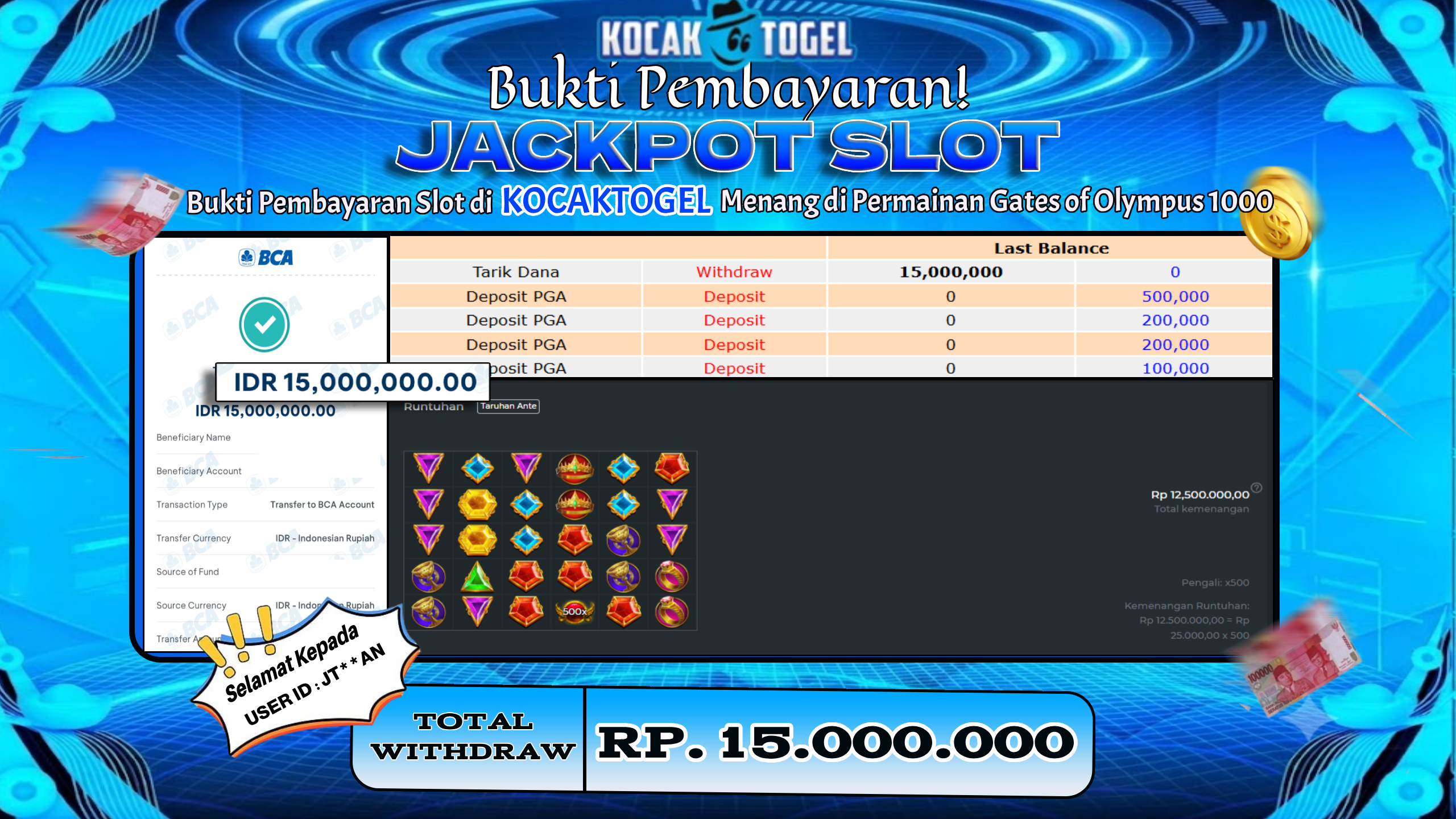 🏆 BUKTI KEMENANGAN Gates of Olympus 1000 MEMBER KOCAKTOGEL  🏆