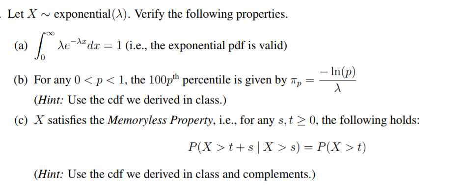 Solved Let X Exponential A Verify The Following Proper Chegg Com