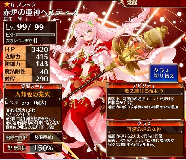新ブラック『赤炉の亜神ヘスティス』登場！ヒーラーと寝室の性能の高さに一同騒然！の参考画像 - わんにゃんランド - 千年戦争アイギス攻略まとめ