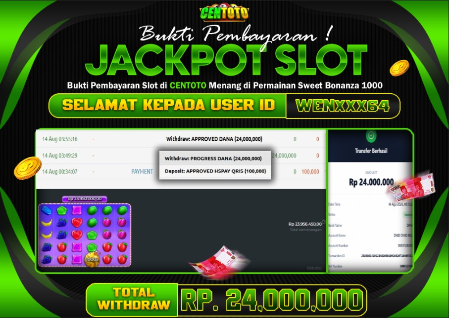 BUKTI JACKPOT LUNAS CENTOTO  RP 24.000.000,-LUNAS