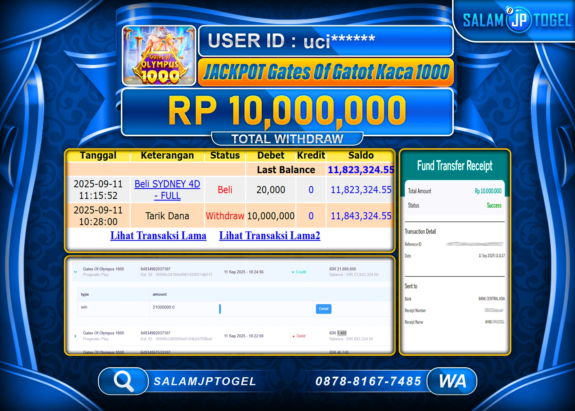 SALAMJPTOGEL MENANG GATES OF GATOT KACA 1000  Rp. 10,000,000