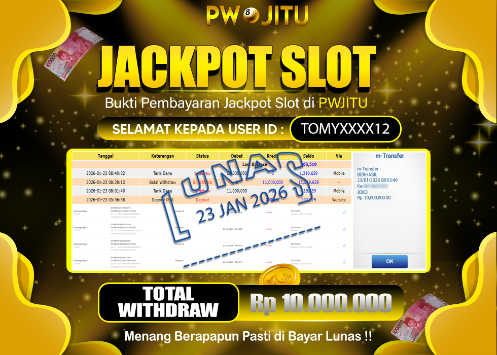 PWJITU JACKPOT SLOT Mahjong Ways 2 Rp.10.000.000,- LUNAS