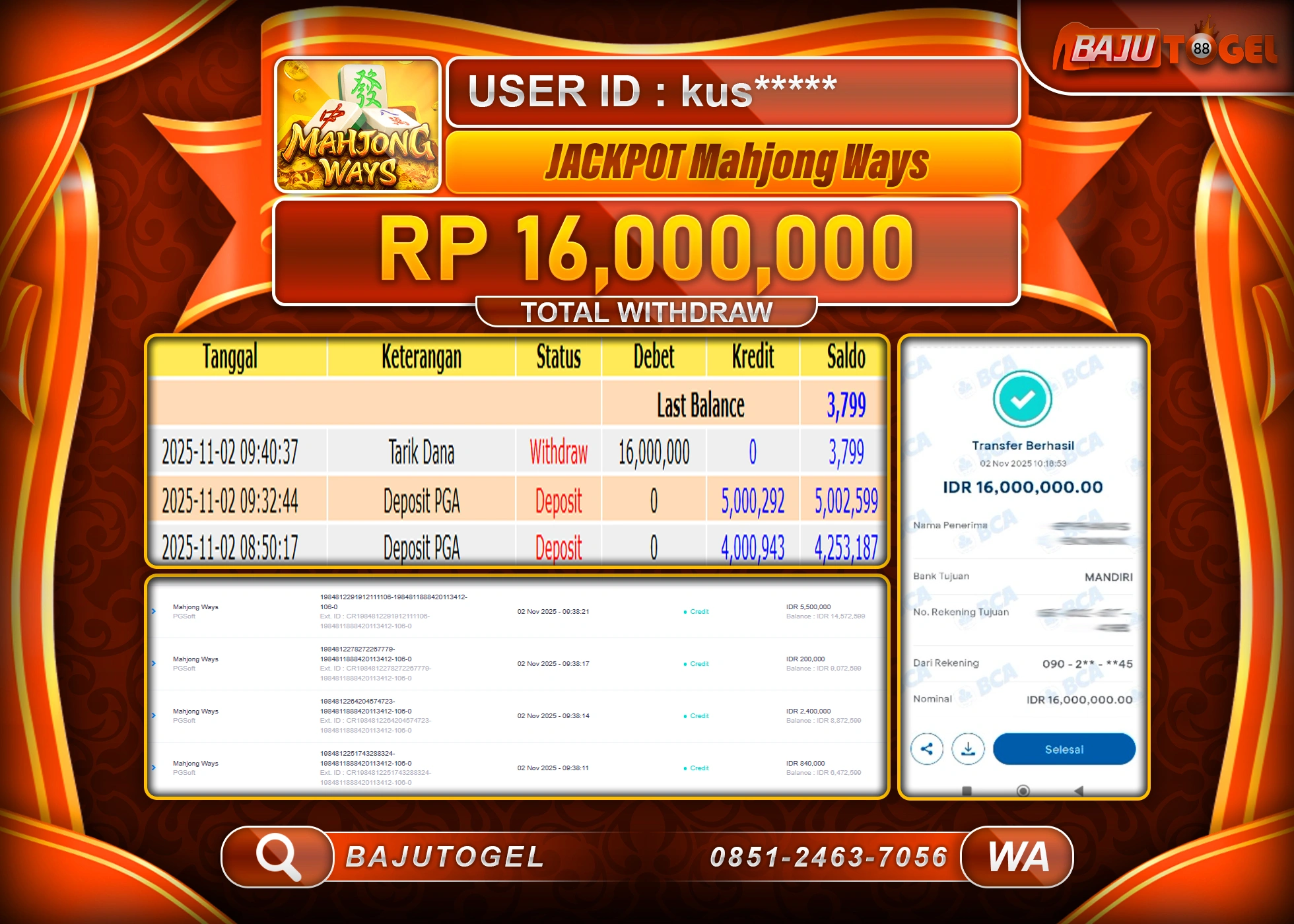 bajutogel-kemenangan-jackpot-mahjong-ways--rp16000000-lunas-01-34-12-2025-11-02