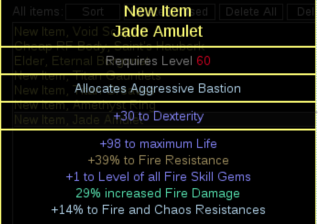 Example crafted Amulet