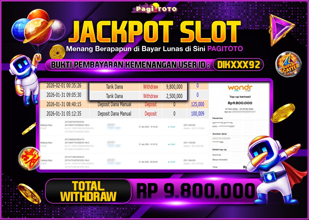 HAPPY JACKPOT MEMBER PAGITOTO SLOT MAHJONG WAYS Rp  9.800.000-, - LUNAS