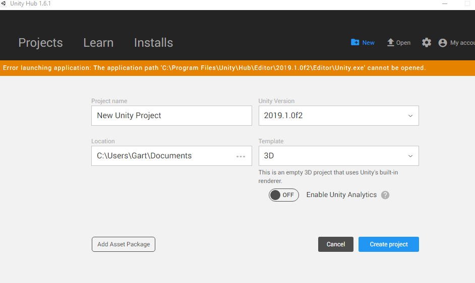 Error launching application Unity Forum