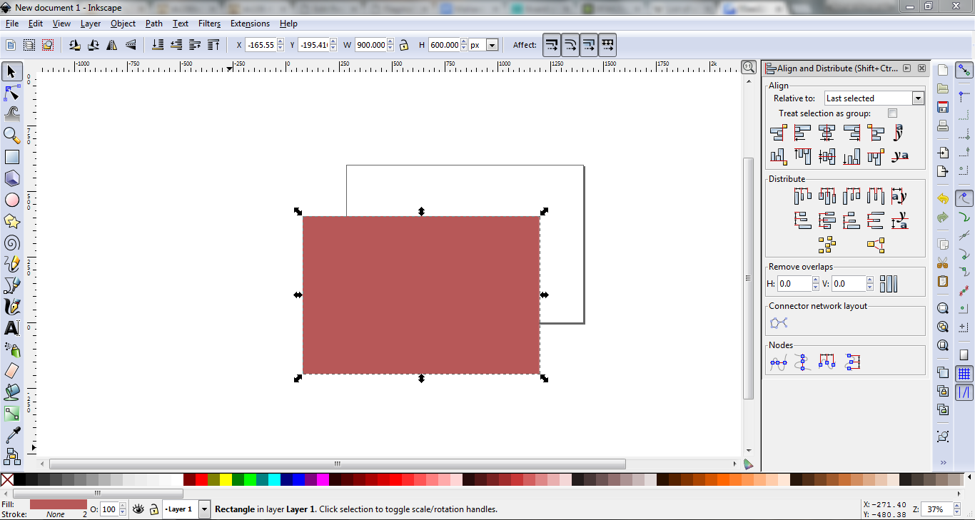 inkscape center on page