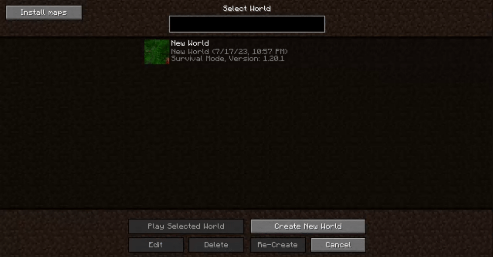 Gif of the mod being used to install a world