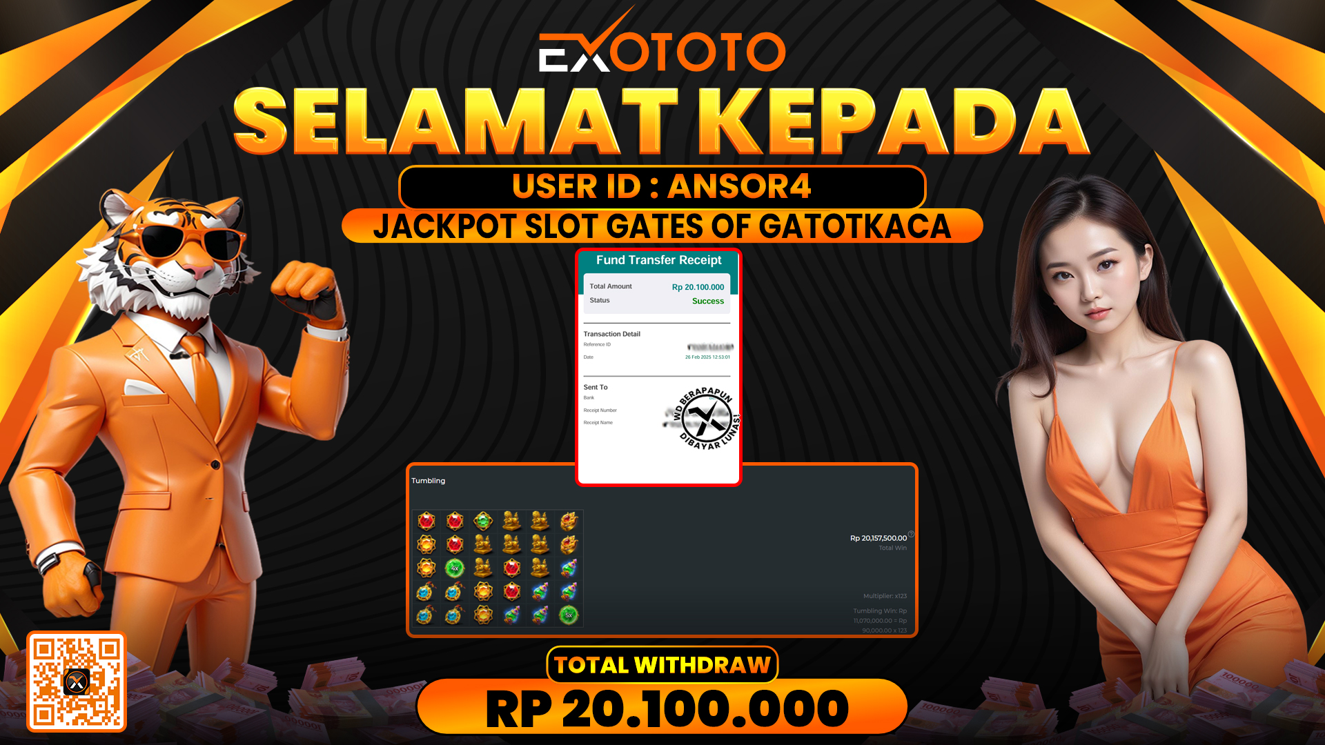 EXOTOTO JACKPOT DI SLOT GATES OF GATOTKACA RP. 20.100.000,- LUNAS