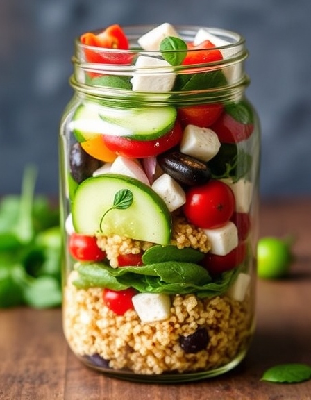 Zesty Mediterranean Mason Jar Salad