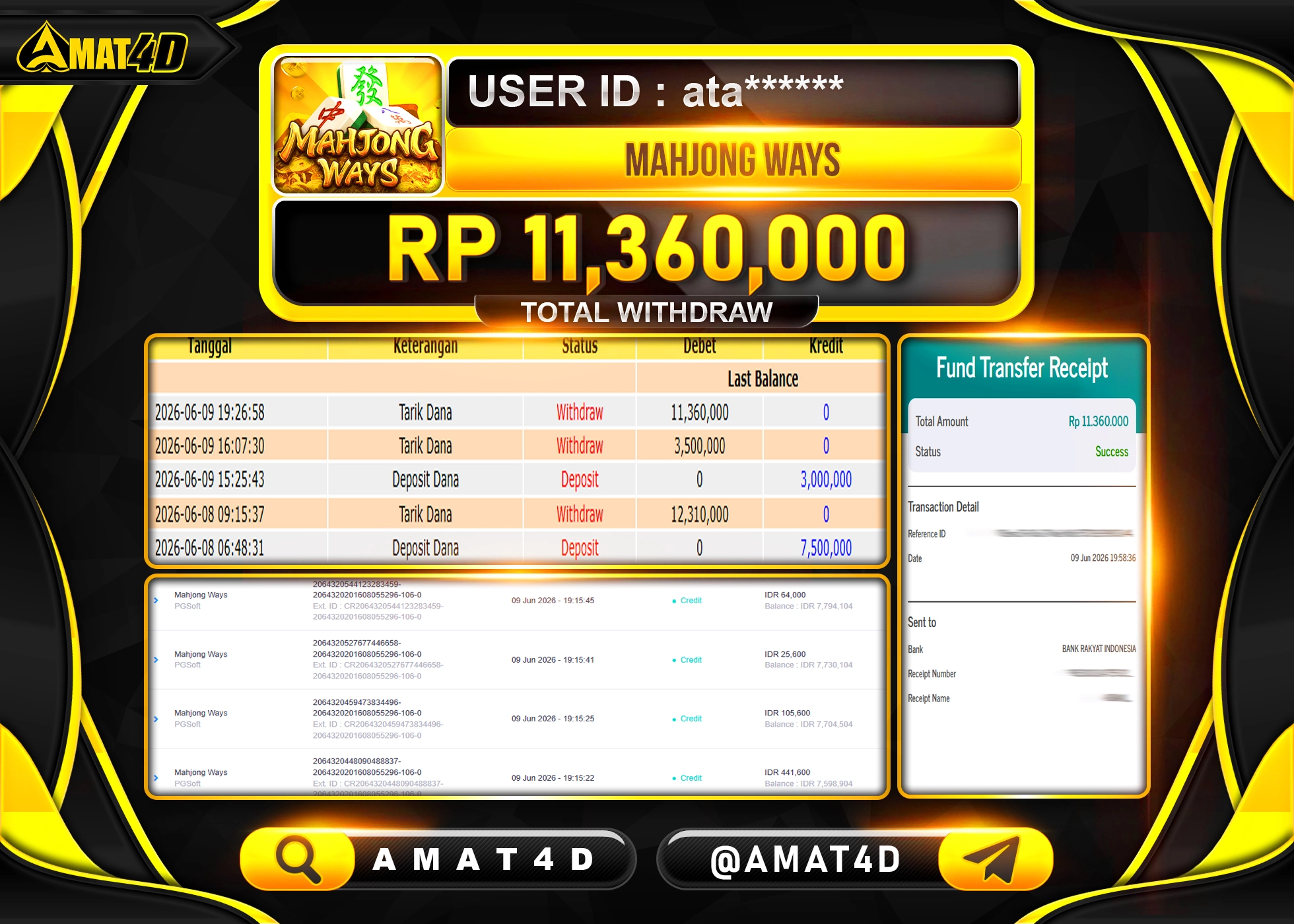 AMAT4D KEMENANGAN DI MAHJONG WAYS  Rp.11,360,000 BERHASIL TERBAYAR LUNAS