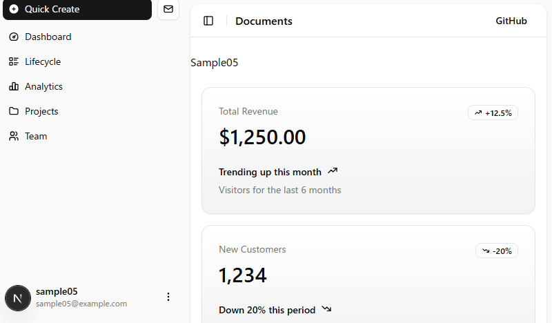 ダッシュボードページ
