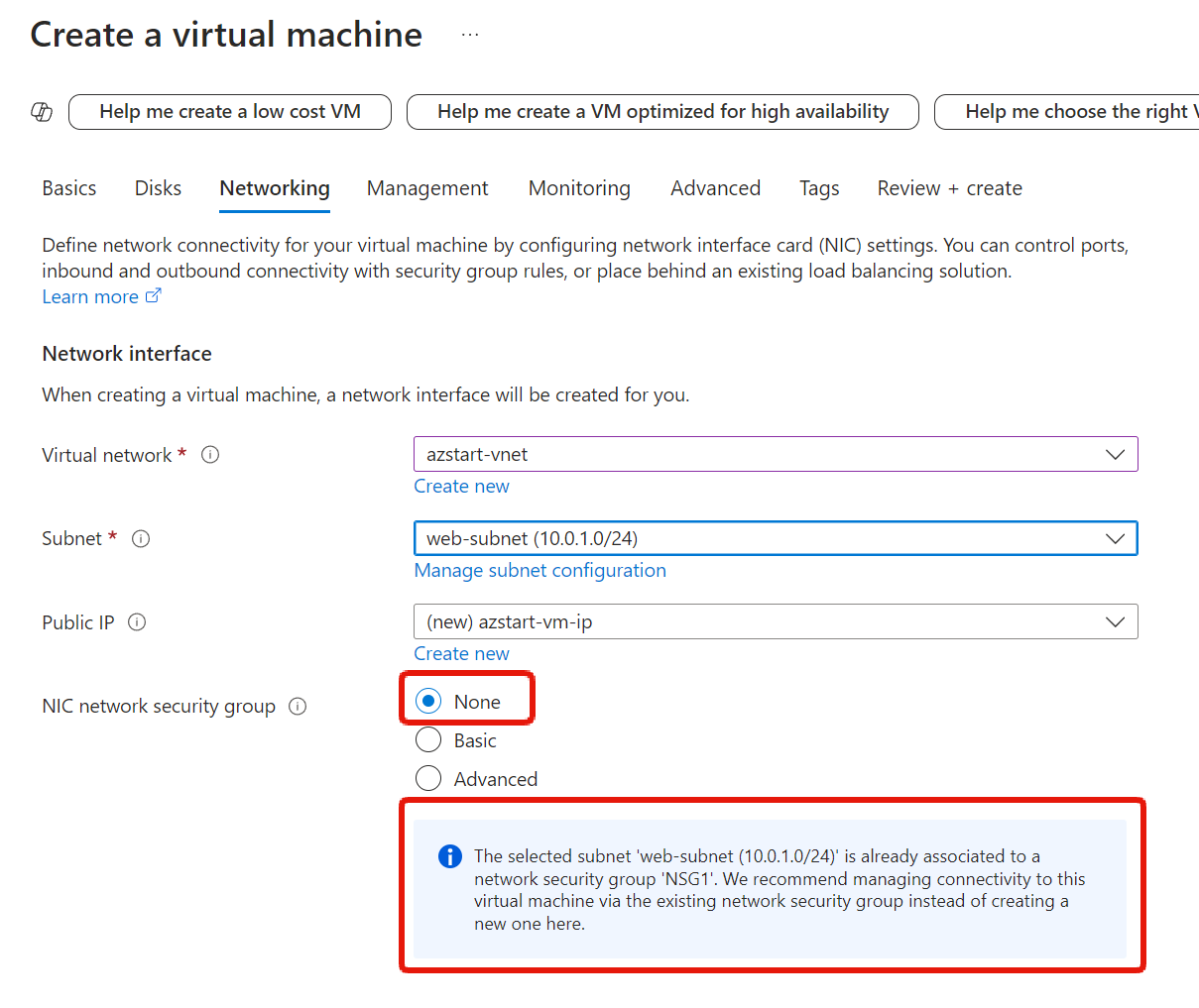 Create a virtual machine (Networking)