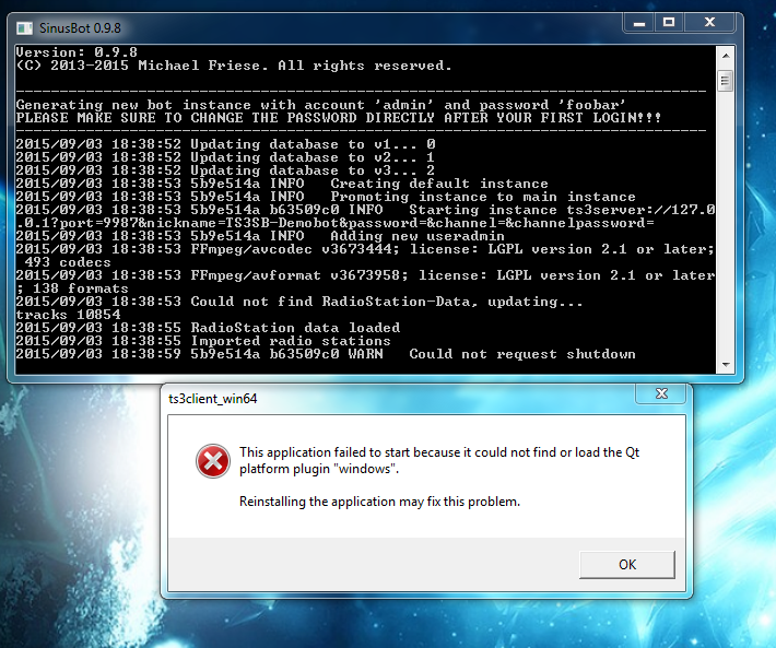failed to load qt platform plugin windows