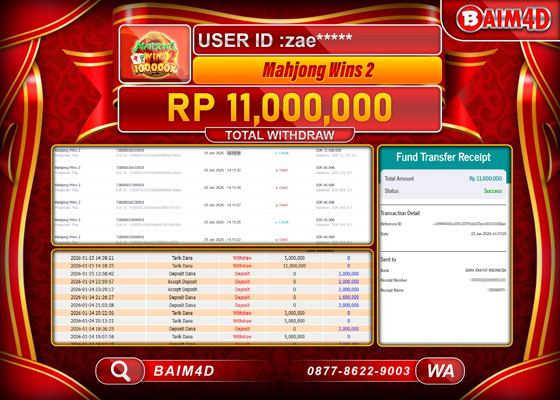 BAIM4D JACKPOT SLOT MAHJONG WINS 2 Rp.11,000,000 - LUNAS