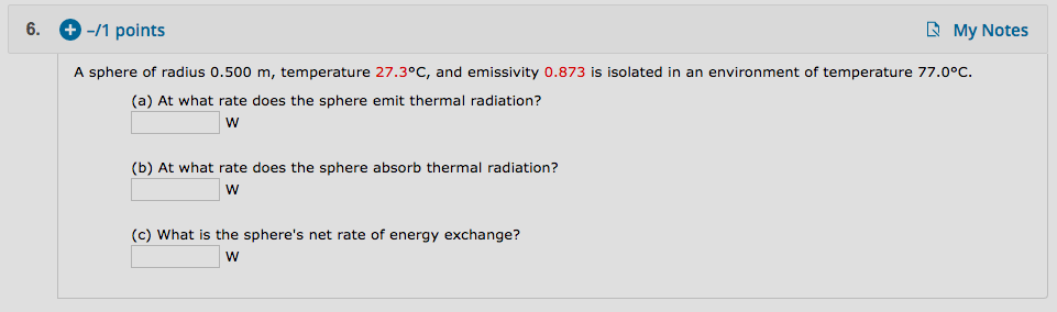 Solved +-/1 points My Notes 6. A sphere of radius 0.500 m, | Chegg.com