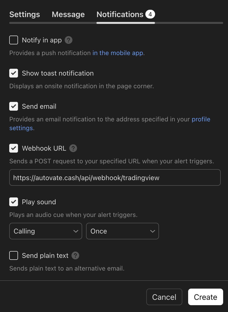 Webhook URL field