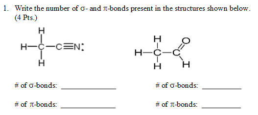 Solved 1. Write the number of o- and T-bonds present in the | Chegg.com