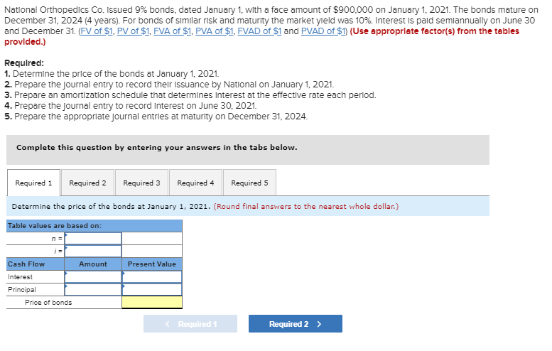 Solved: National Orthopedics Co. Issued 9% Bonds, Dated Ja ...