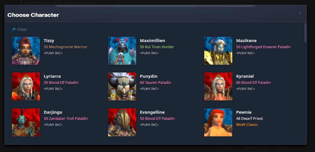 Easier character confirmation with Battle.net sync :: WoWProgress