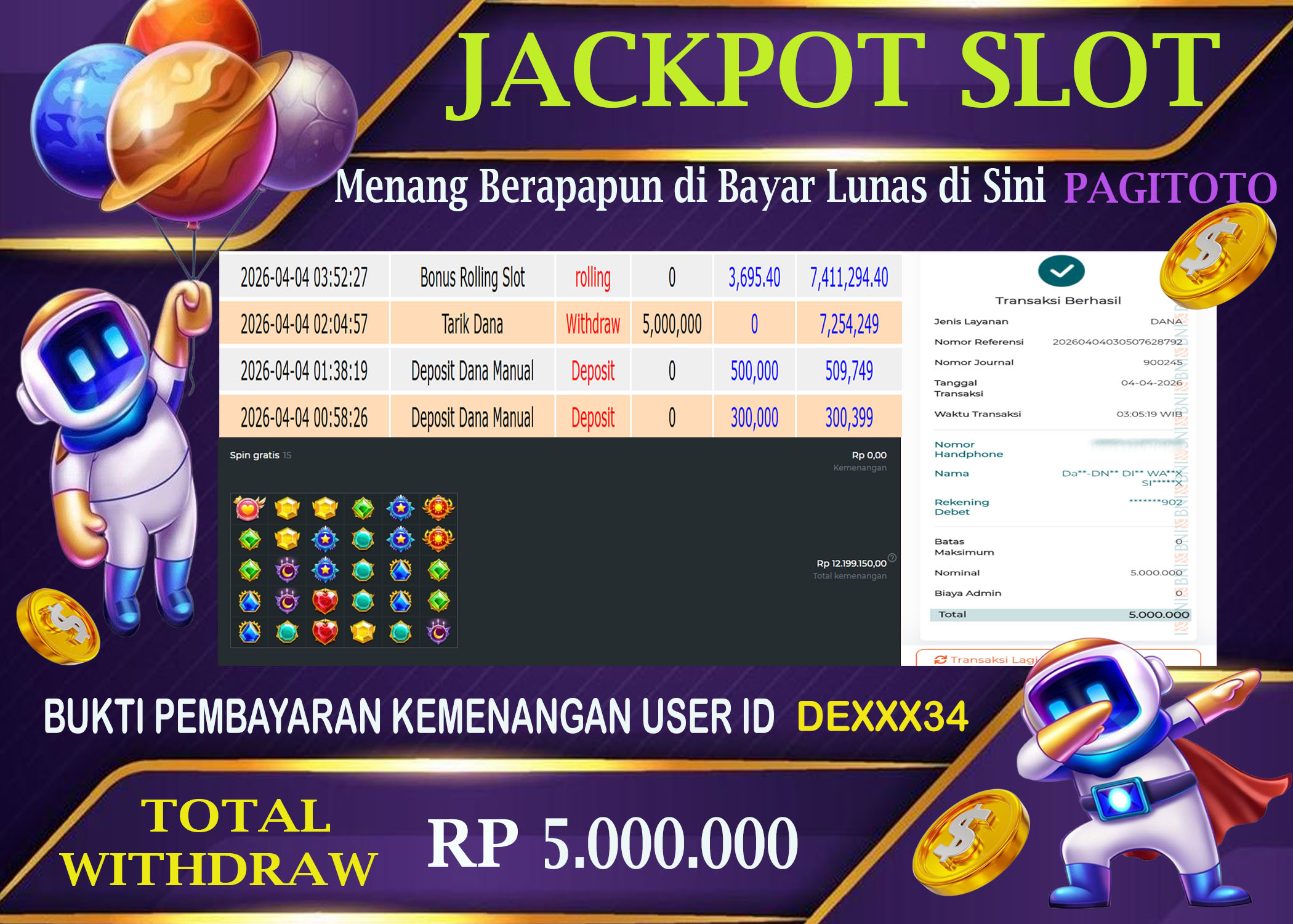 HAPPY JACKPOT MEMBER PAGITOTO SLOT STARLIGHT PRINCESS 1000 Rp  5.000.000-, - LUNAS