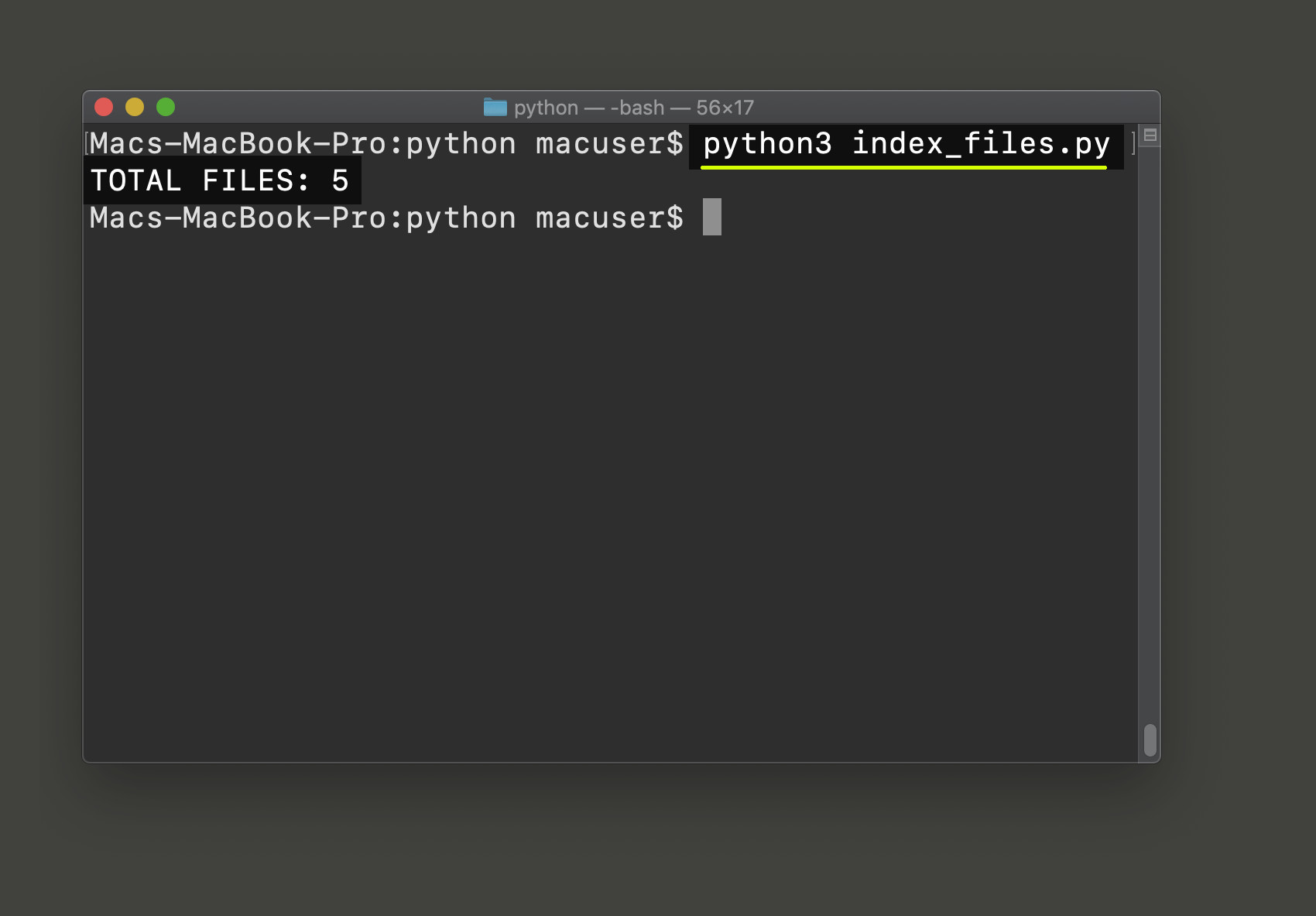 Screenshot of a UNIX terminal running a Python script to get files using python3 command