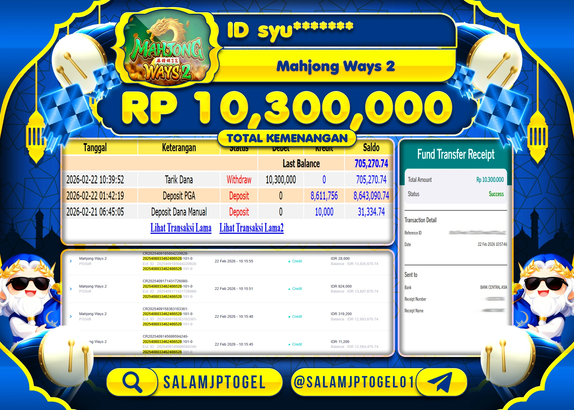 SALAMJPTOGEL JACKPOT MAHJONG WAYS 2 Rp.10,300,000 - LUNAS