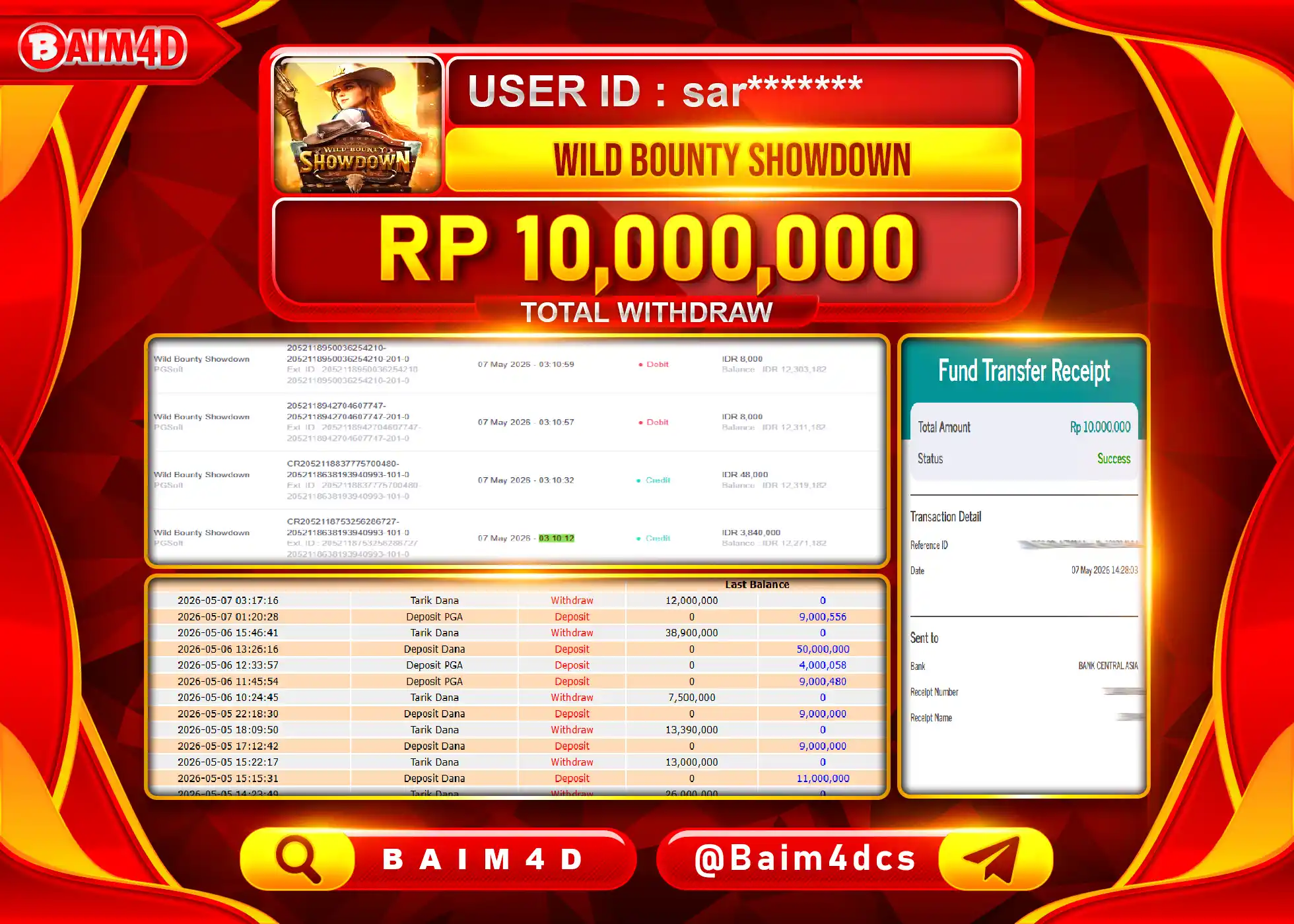 BAIM4D JACKPOT  WILD BOUNTY SHOWDOWN Rp.10,000,000 - LUNAS