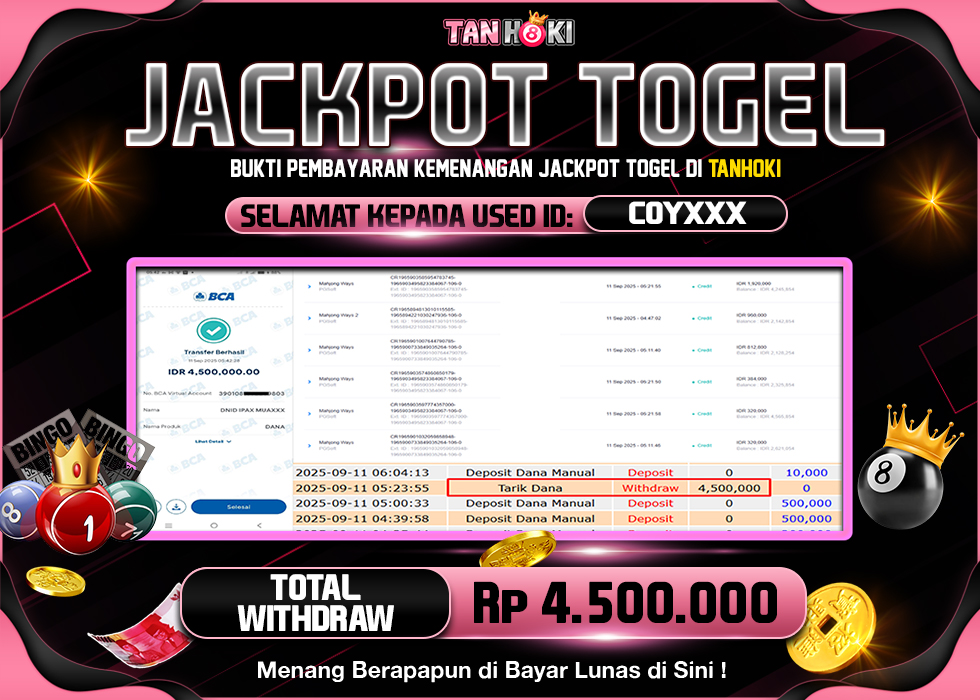 TANHOKI JACKPOT SLOT MAHJONG WAYS Rp.4.500.000,- LUNAS