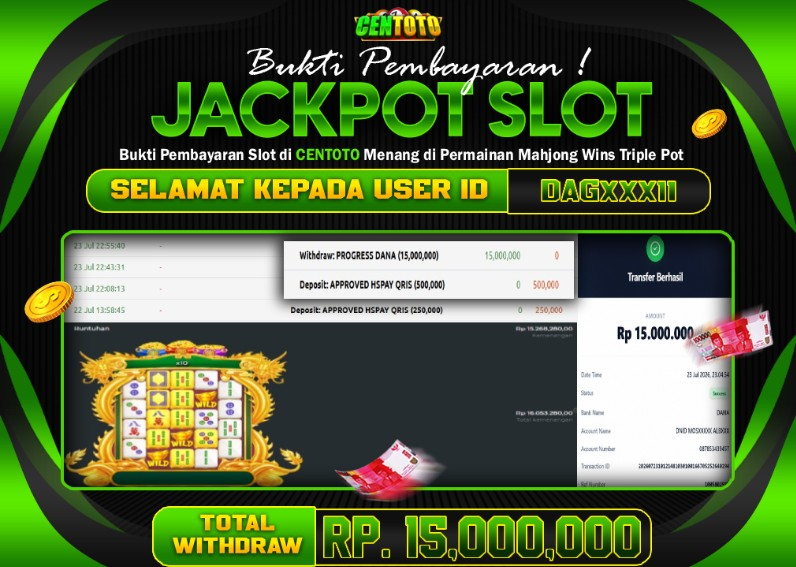 BUKTI JACKPOT LUNAS CENTOTO  RP 15.000.000,-LUNAS