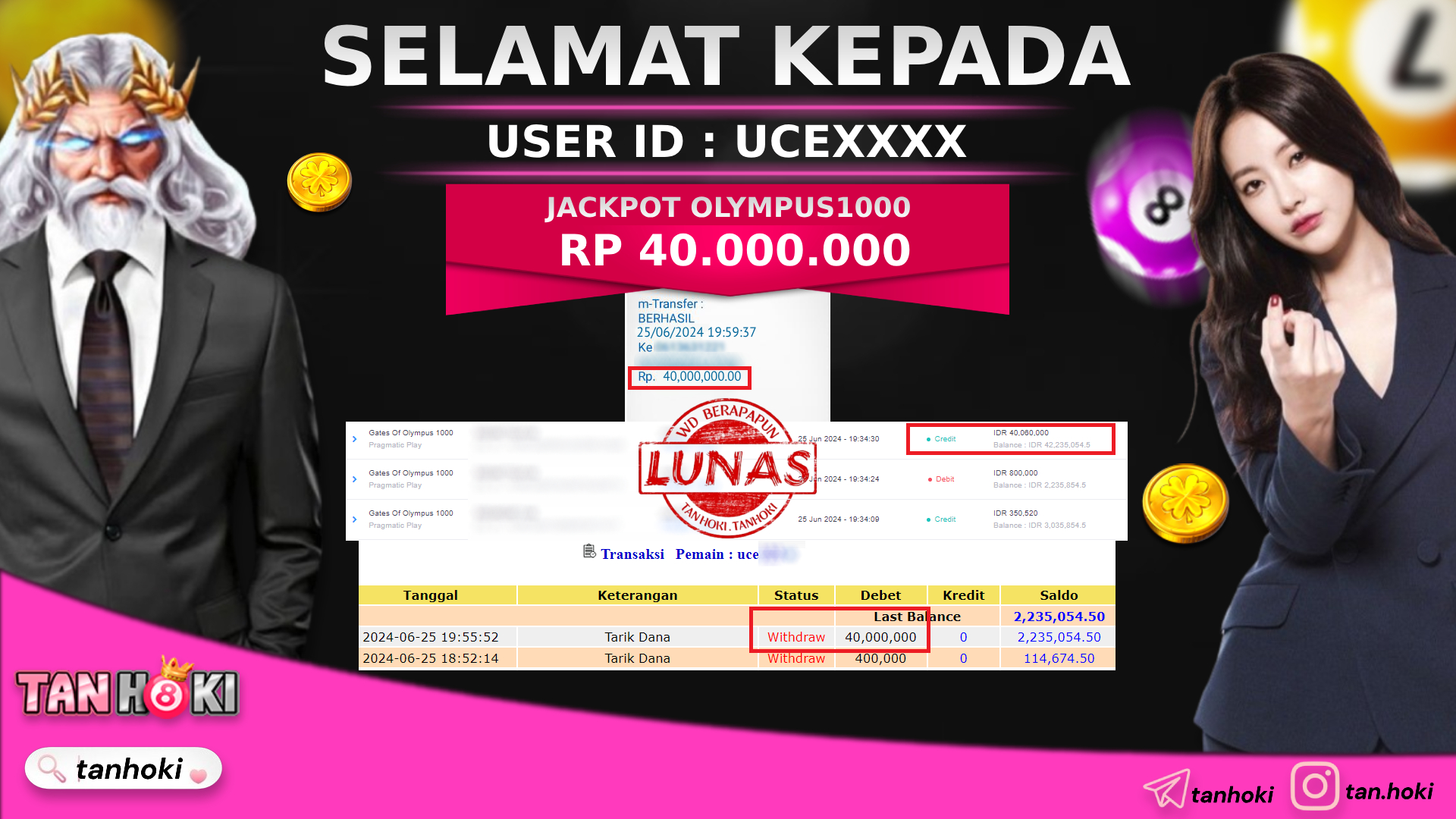 TANHOKI JACKPOT SLOT GATES OF OLYMPUS1000  Rp.40.000.000,- LUNAS