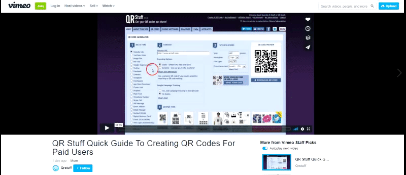 Vimeo Video QR Code