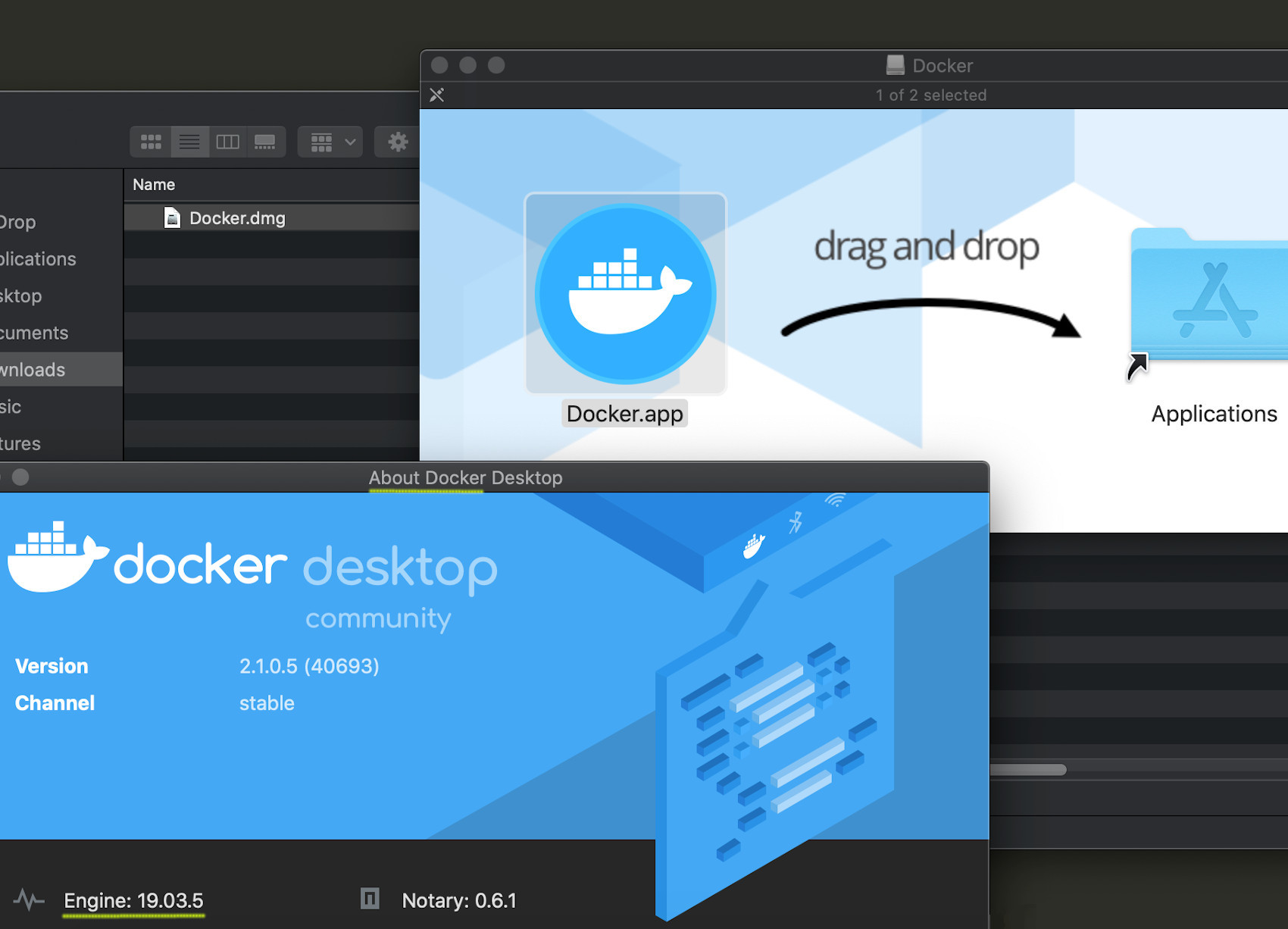 Screenshot of Docker Django Postgres installing on macOS