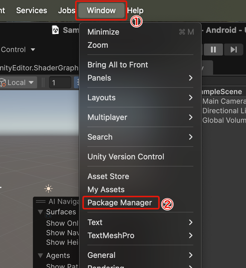 Package Managerを開く