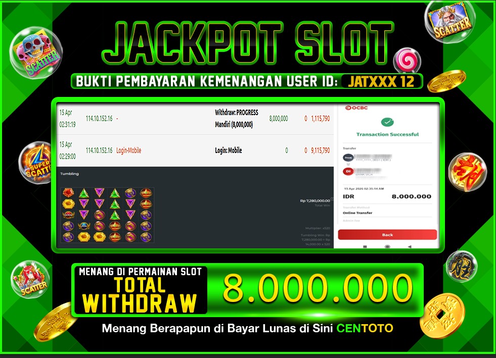 BUKTI JACKPOT LUNAS CENTOTO  RP.8.000.000,-LUNAS
