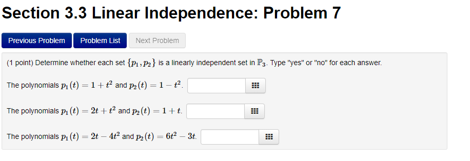 Solved Linear Independence Worksheet Determine If The Chegg Com