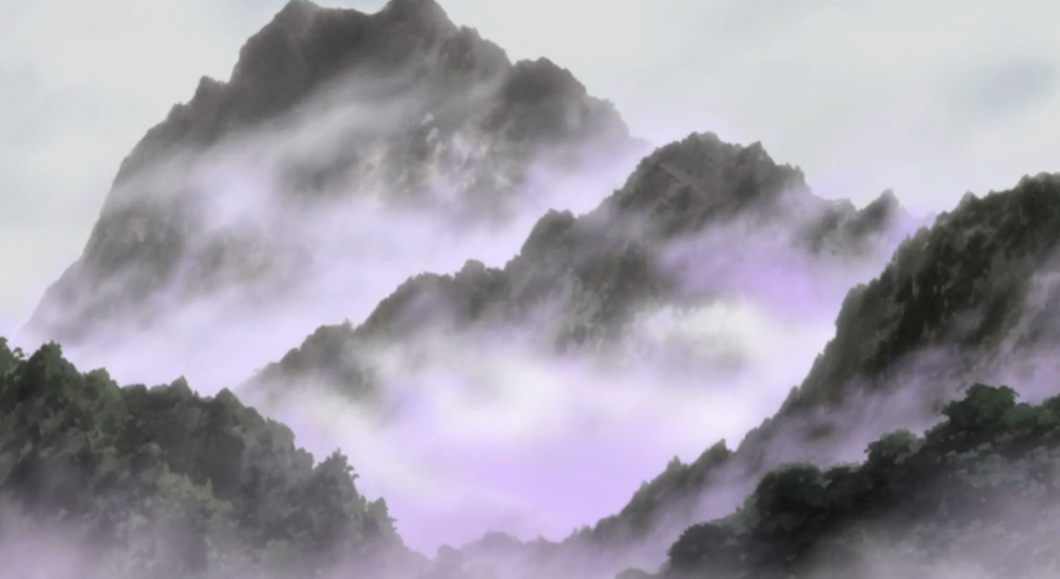 Mushishi, Episode 26 (Kusa o fumu oto). The purple fog is caused by the unhealthy kōmyaku under the mountain.