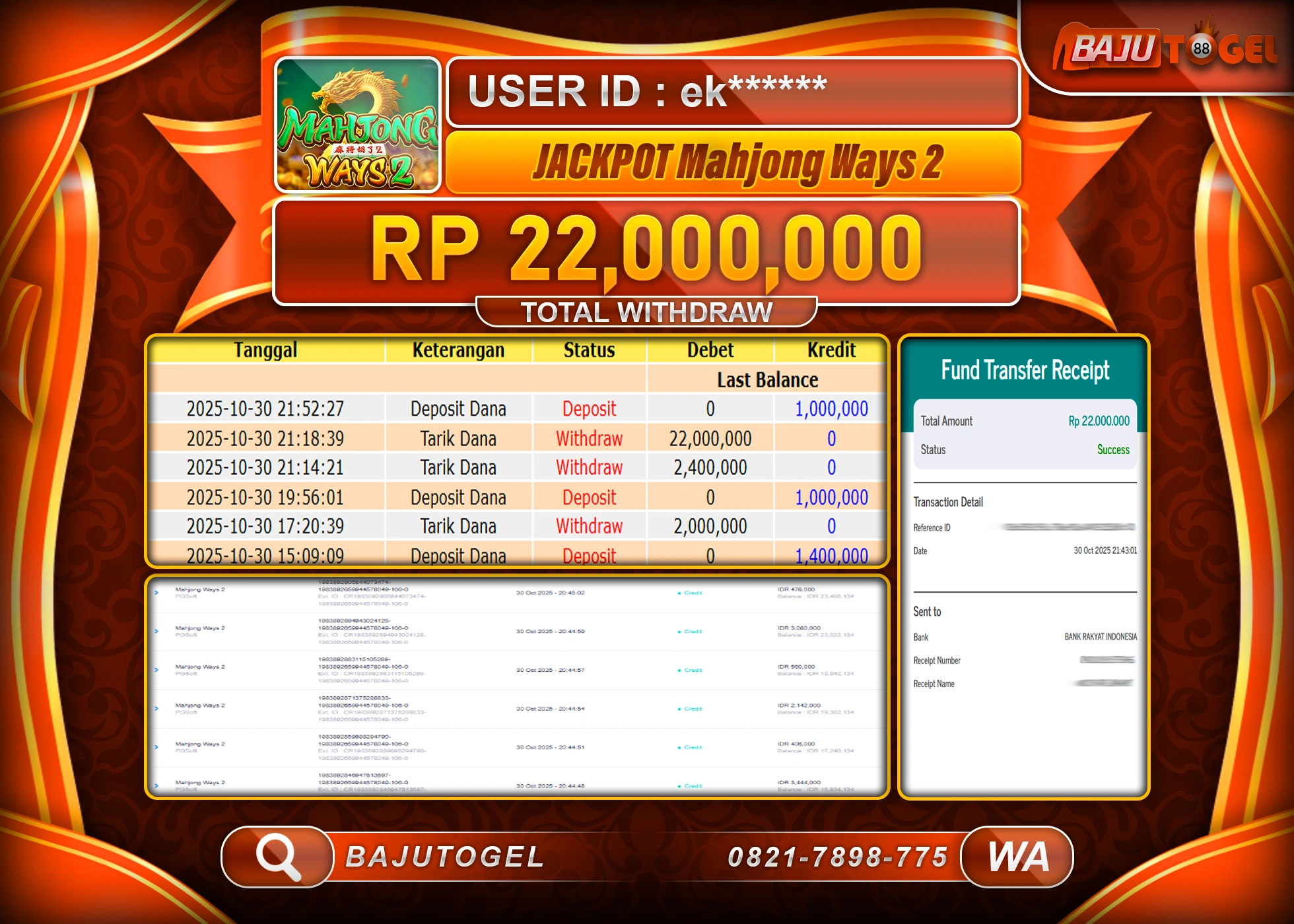 bajutogel-kemenangan-jackpot-mahjong-ways-2-rp22000000-lunas-04-38-29-2025-10-31