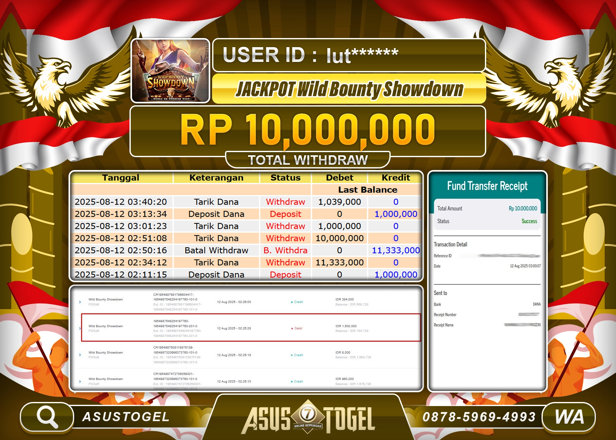 ASUSTOGEL KEMENANGAN DI SLOT WILD BOUNTY SHOWDOWN SEBESAR 10,000,000- RUPIAH LUNAS