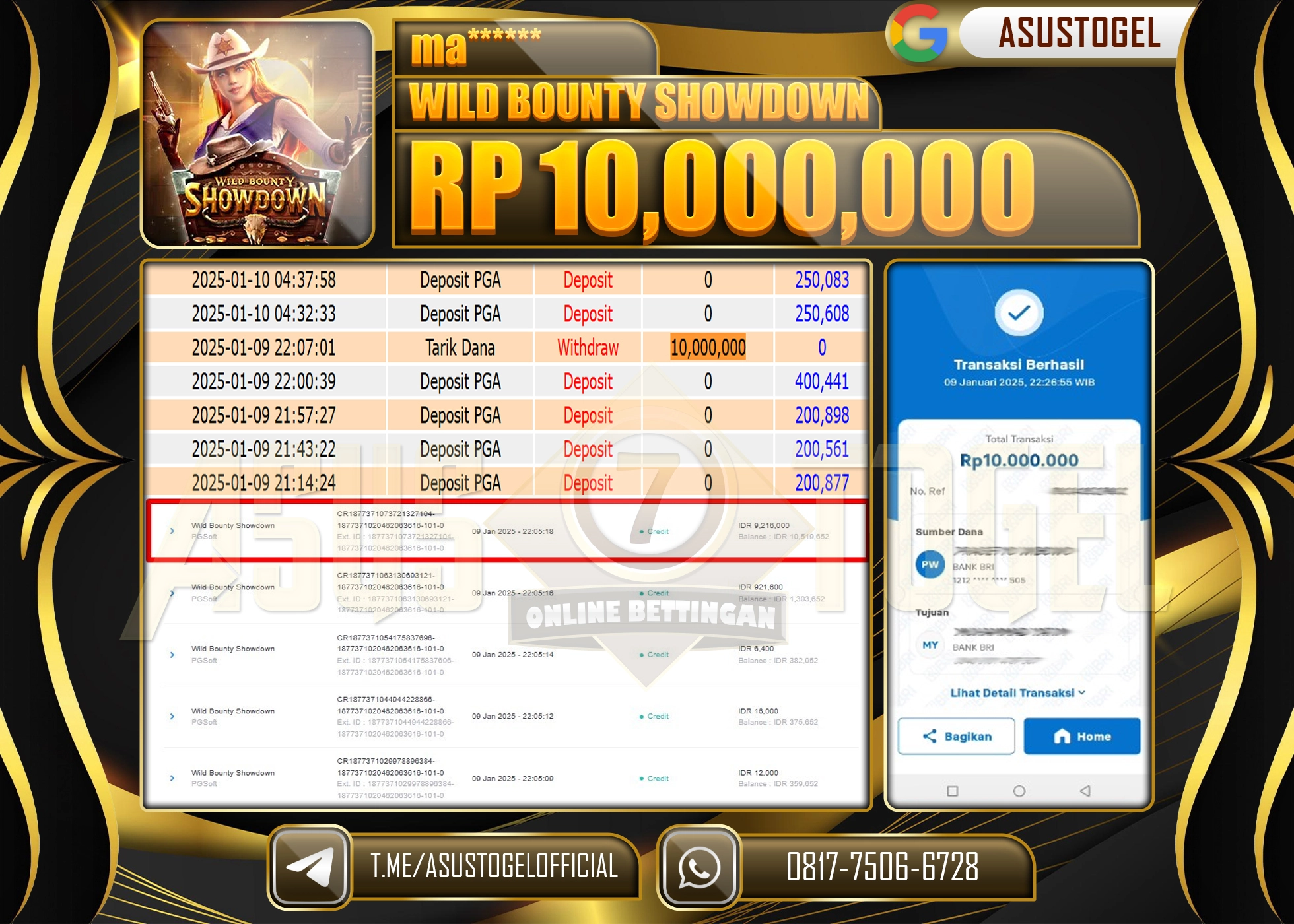 ASUSTOGEL KEMENANGAN DI SLOT WILD BOUNTY SHOWDOWN SEBESAR 10,000,000- RUPIAH LUNAS