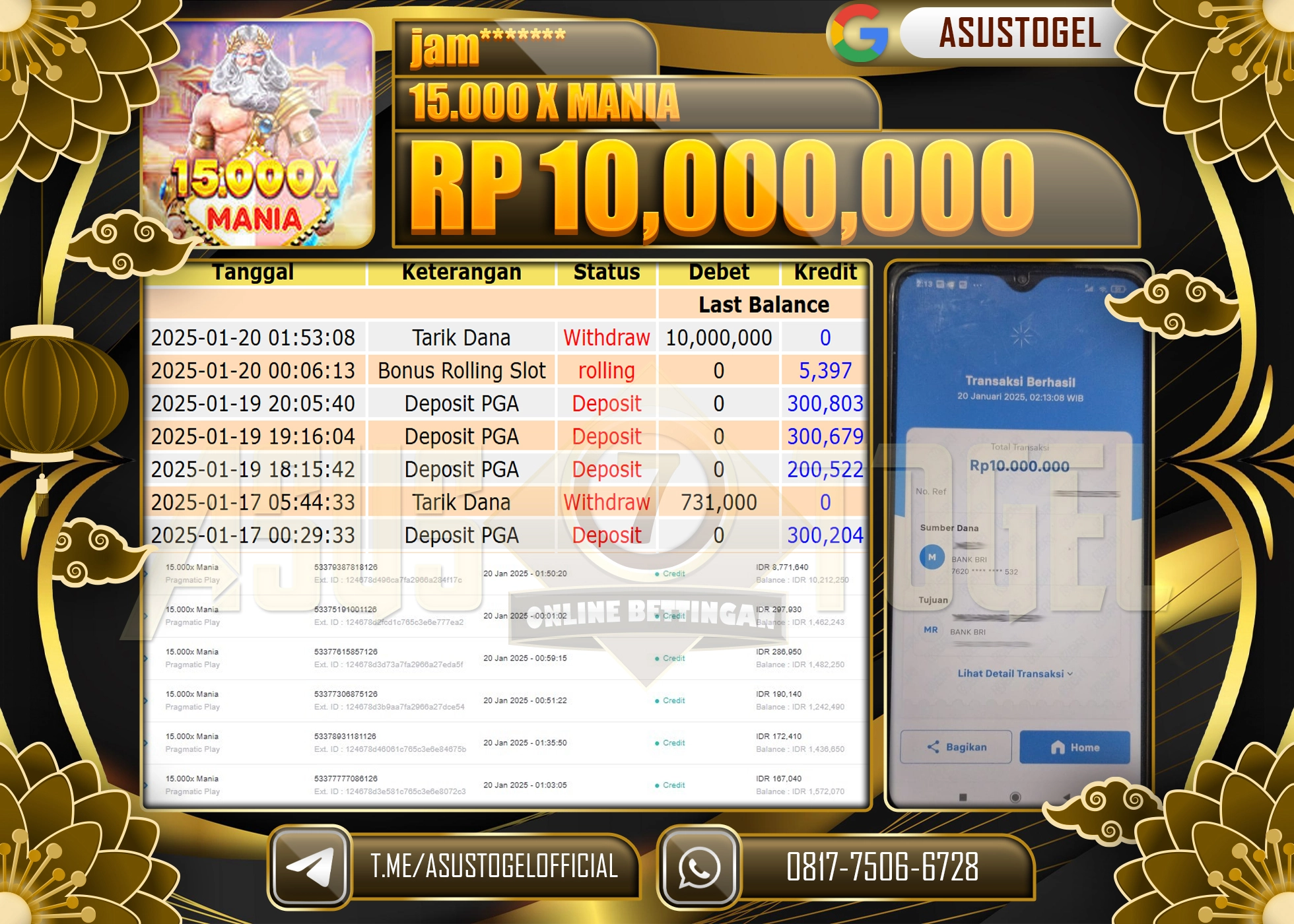 ASUSTOGEL KEMENANGAN DI TOGEL SINGAPORE SEBESAR 10.000.000 - RUPIAH LUNAS