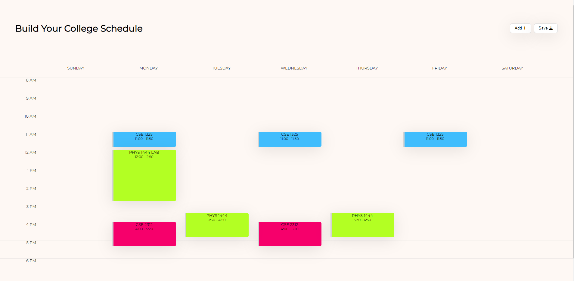 GitHub - Vincenttrant/Timetable-Schedule: A weekly online schedule ...