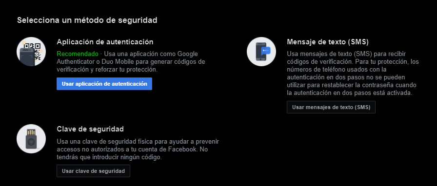 autenticación de dos pasos facebook
