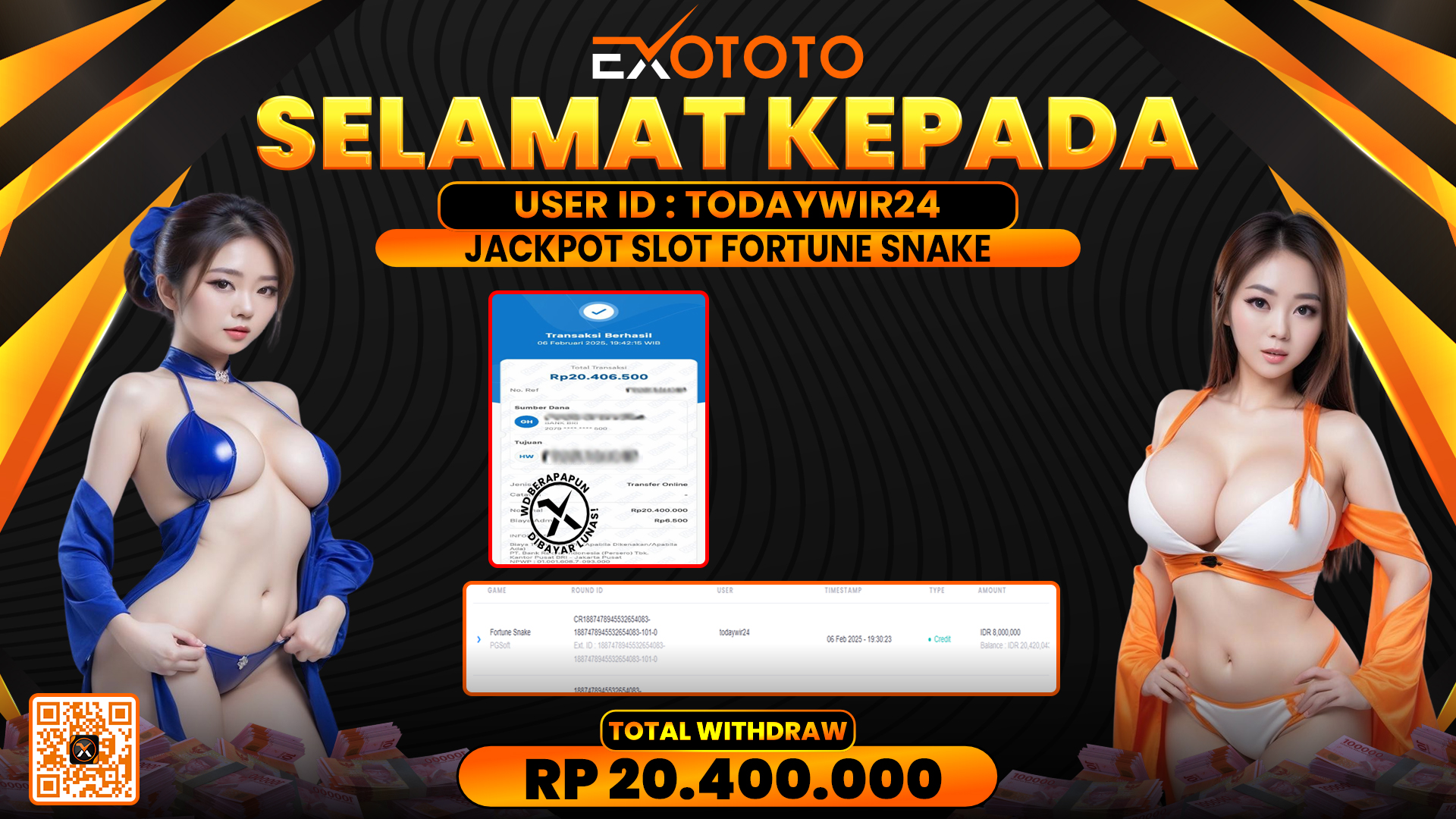 EXOTOTO JACKPOT DI SLOT FORTUNE SNAKE RP. 20.400.000,- LUNAS