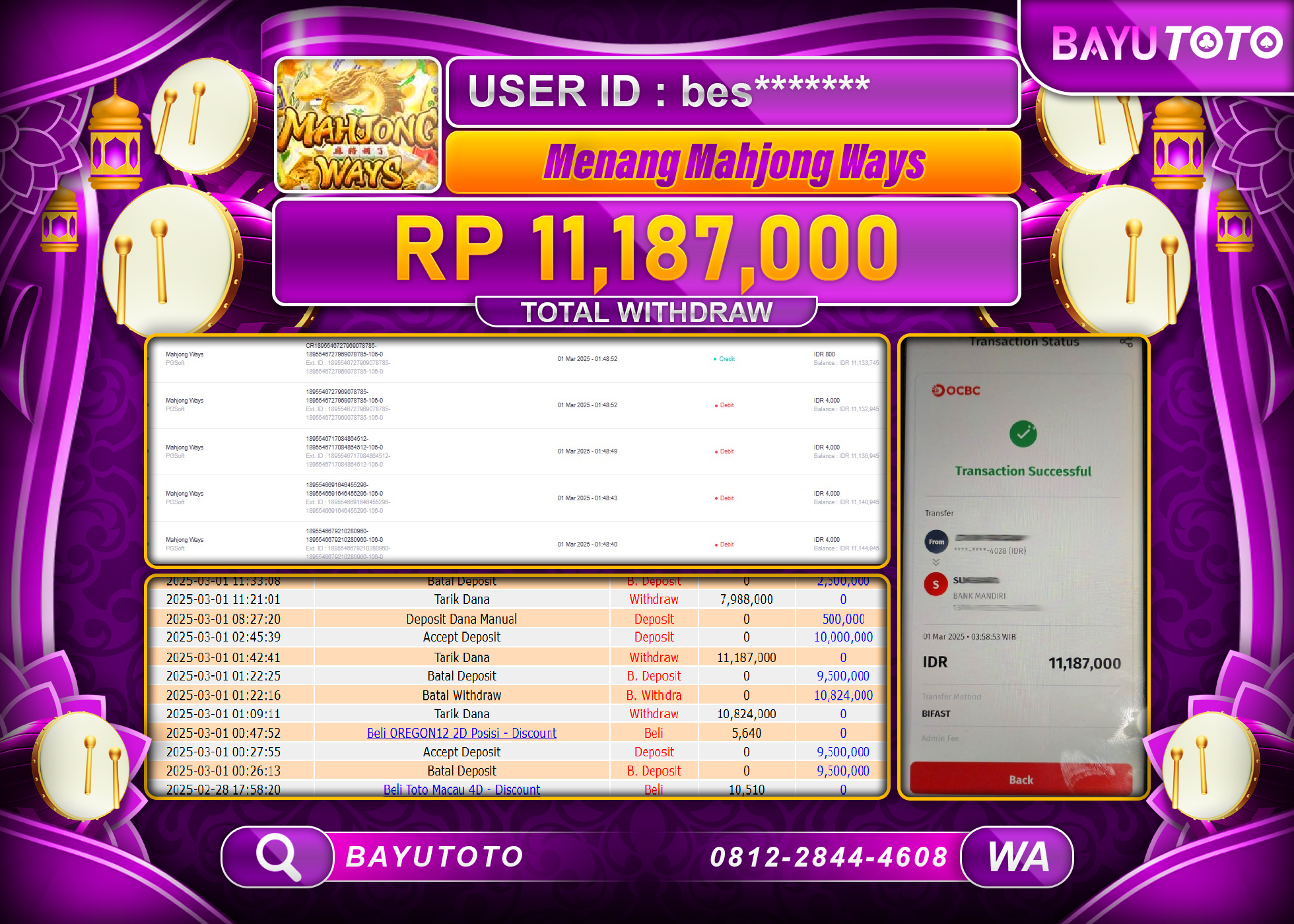 BAYUTOTO JACKPOT DI MAHJONG WAYS Rp11,187,000 LUNAS