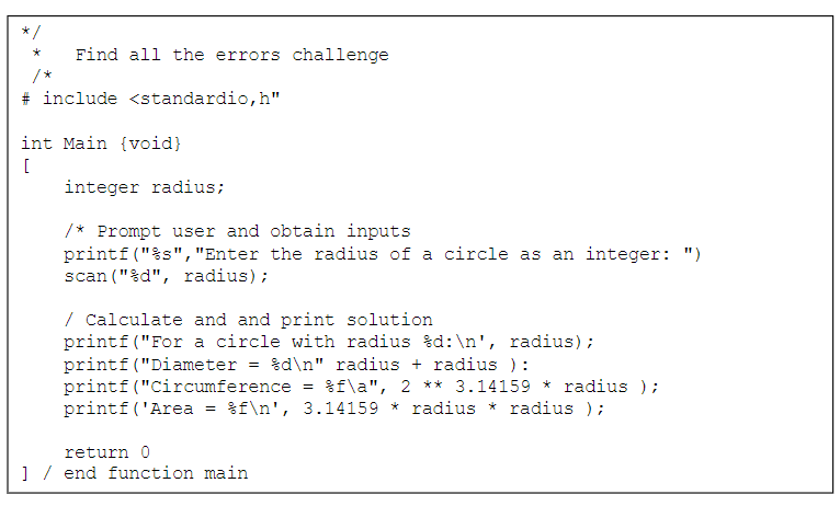 Solved Find All The Errors Challenge # Include | Chegg.com