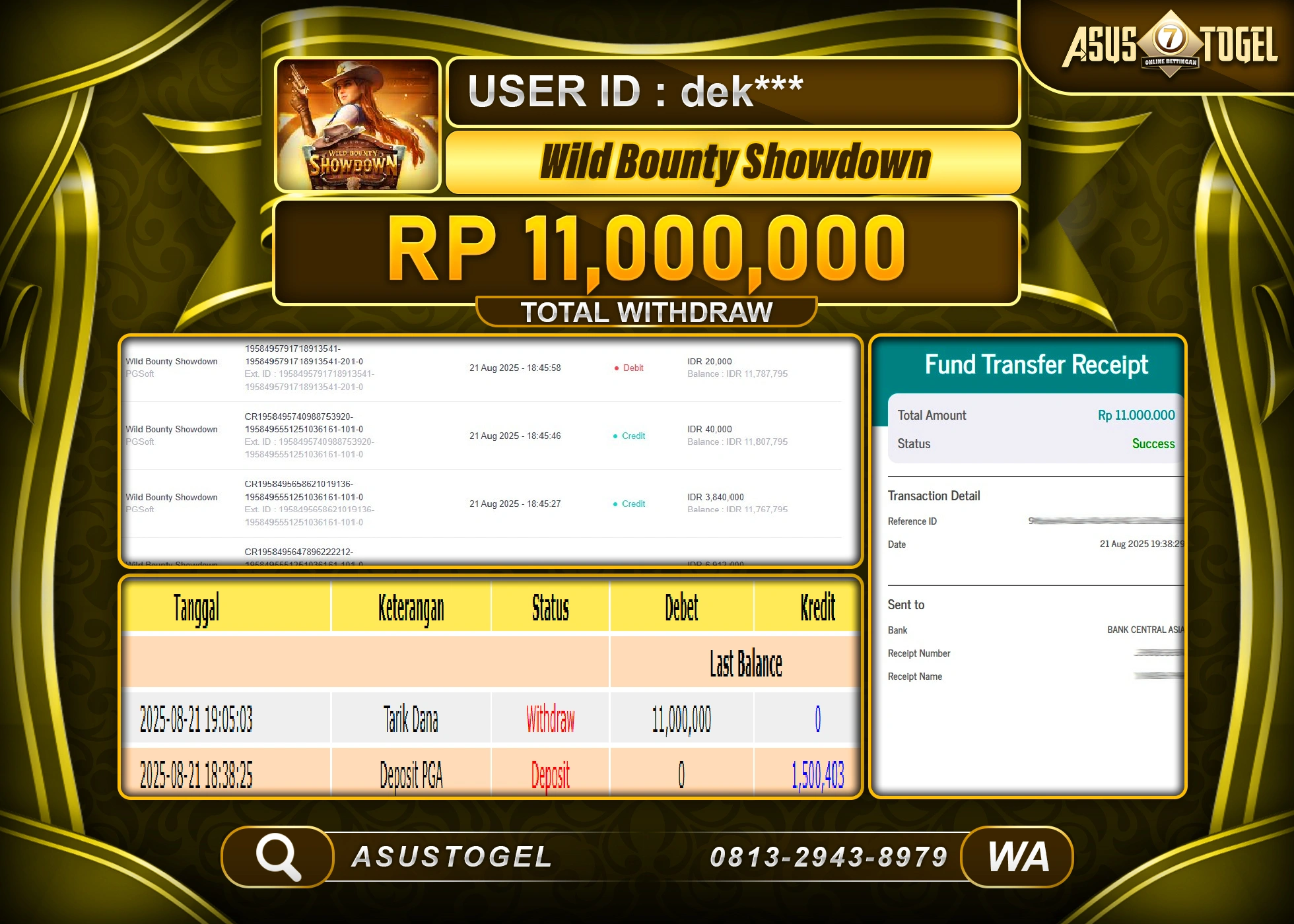 ASUSTOGEL KEMENANGAN DI SLOT WILD BOUNTY SHOWDOWN SEBESAR 11,000,000- RUPIAH LUNAS