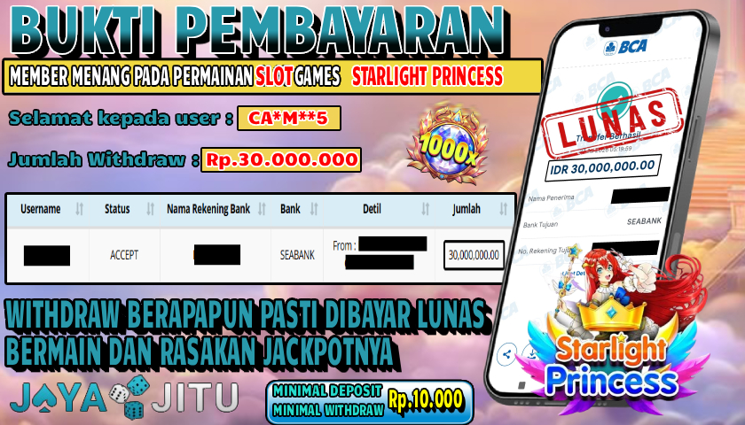 🏆 BUKTI KEMENANGAN STARLIGHT PRINCESS MEMBER  JAYAJITU🏆