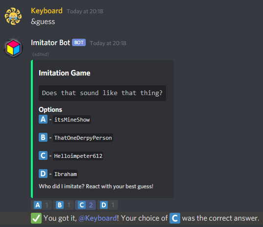 Imitator Bot | Discord Bots