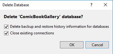 Database deletion dialog Database delete dialog